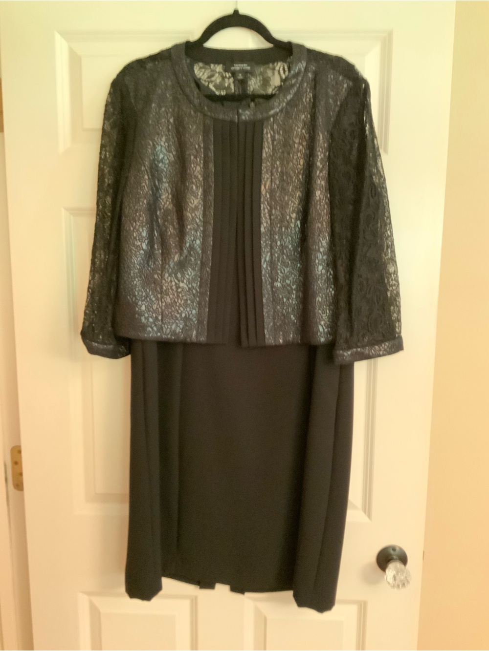 Tahari Arthur S. Levine Black Lace Jacket Dress Set - Size 16